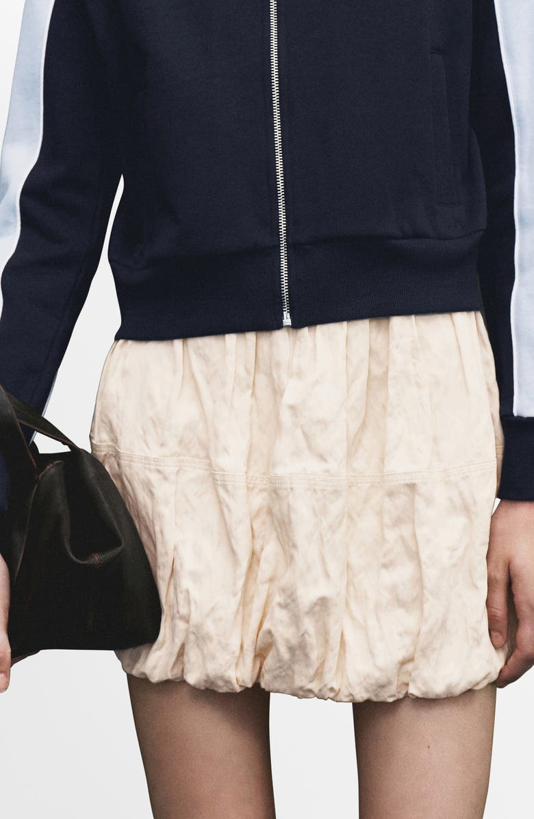 MANGO Crinkled Bubble Hem Miniskirt, Alternate, color, Beige
