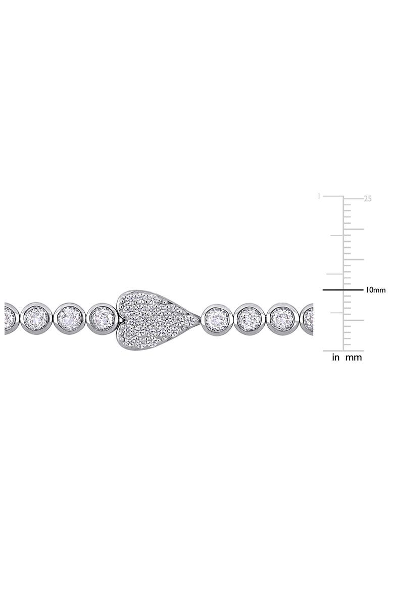 Lab Created White Sapphire Heart Station Bracelet, Alternate, color, WHITE