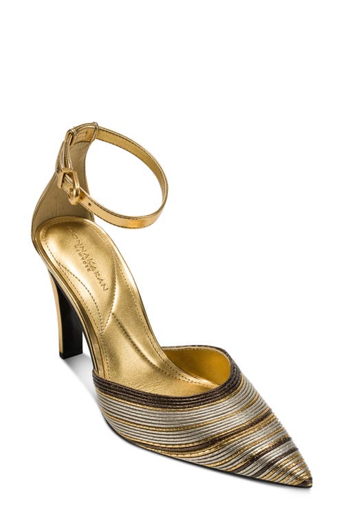 Donna Karan New York Patrica Ankle Strap Pointed Toe Pump In Gold