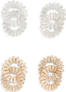 Tasha Set of 2 Baguette Crystal Interlocking Circle Stud Earrings