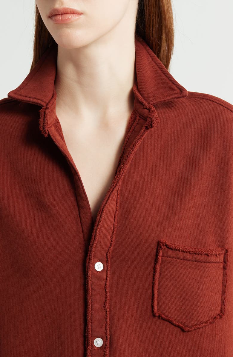 Frank & Eileen Eileen Relaxed Terry Button-Up Shirt, Alternate, color, Redwood