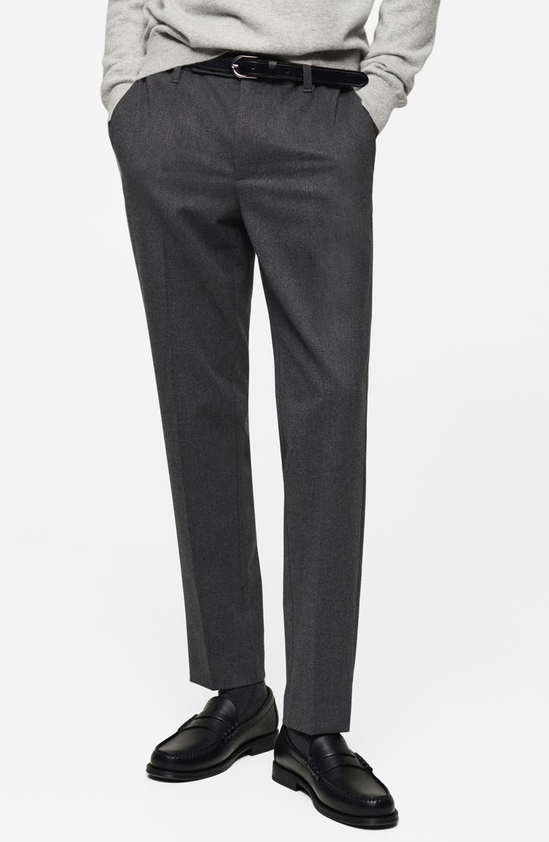 MANGO Slim Fit Flat Front Brushed Twill Pants, Main, color, 