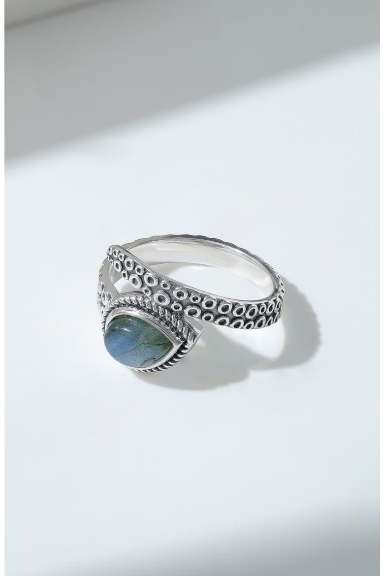 Labradorite Teardrop Bypass Ring, Alternate, color, BLUE