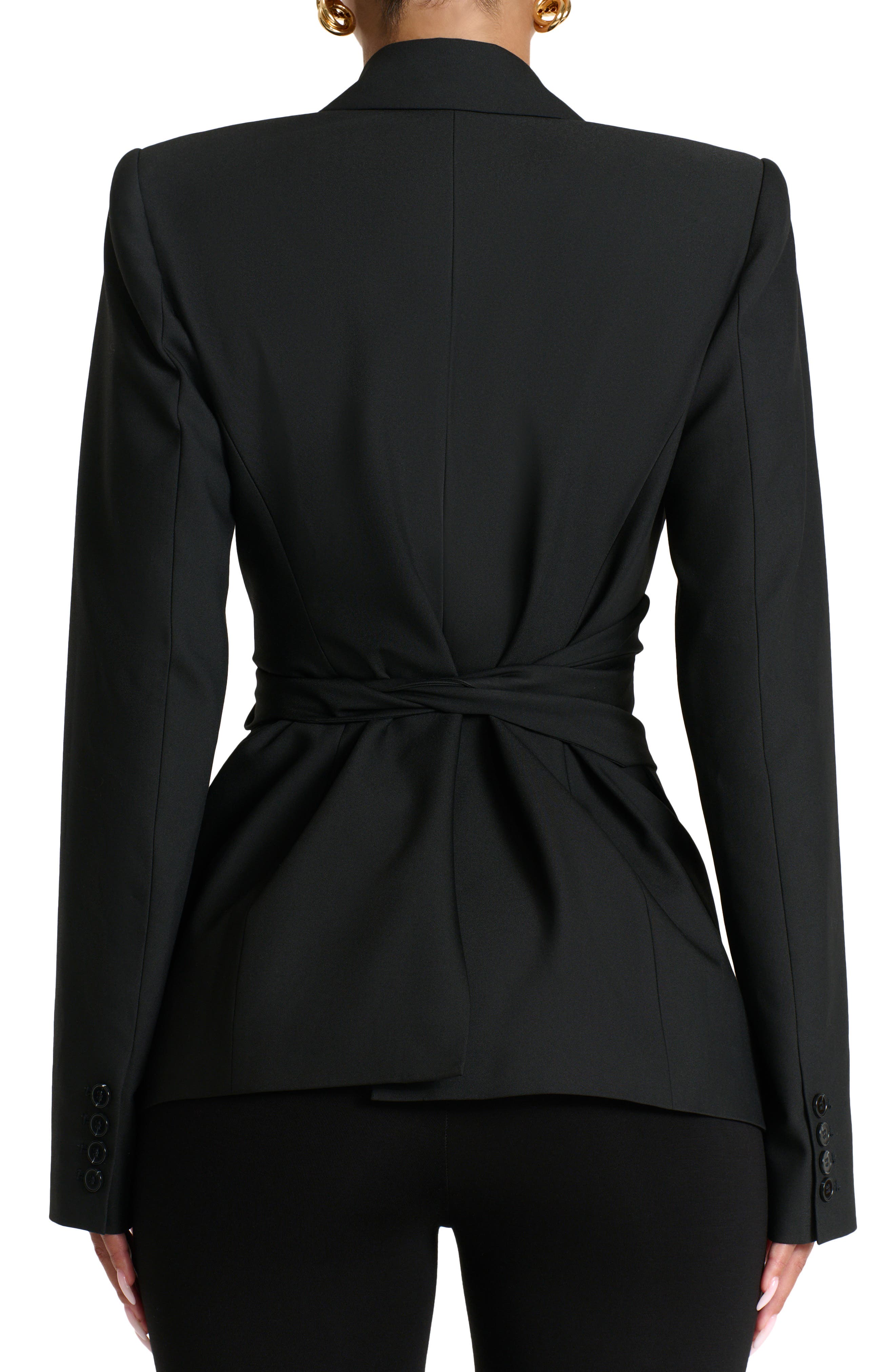 Power Shoulder Tie Waist Blazer - image 2