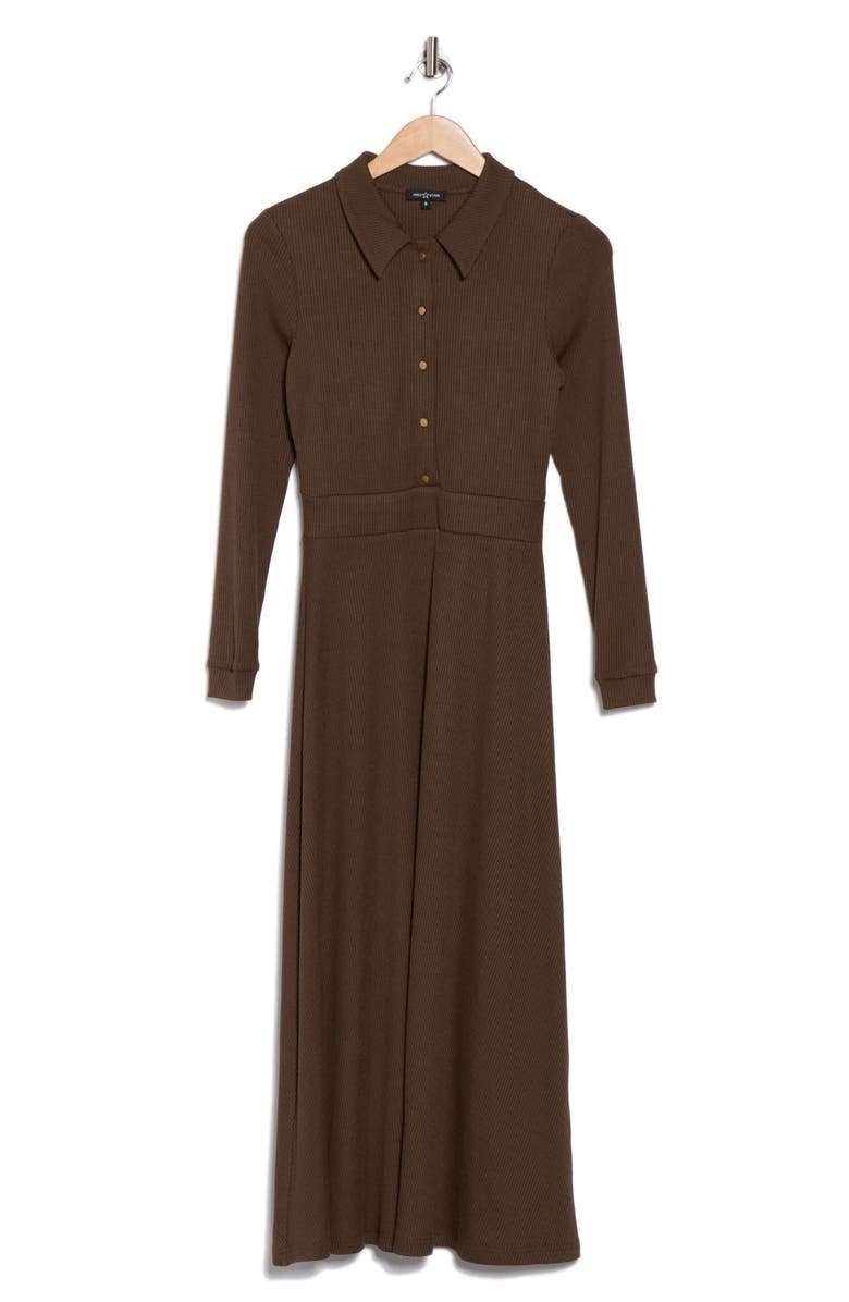 Raya Long Sleeve Rib Midi Dress
