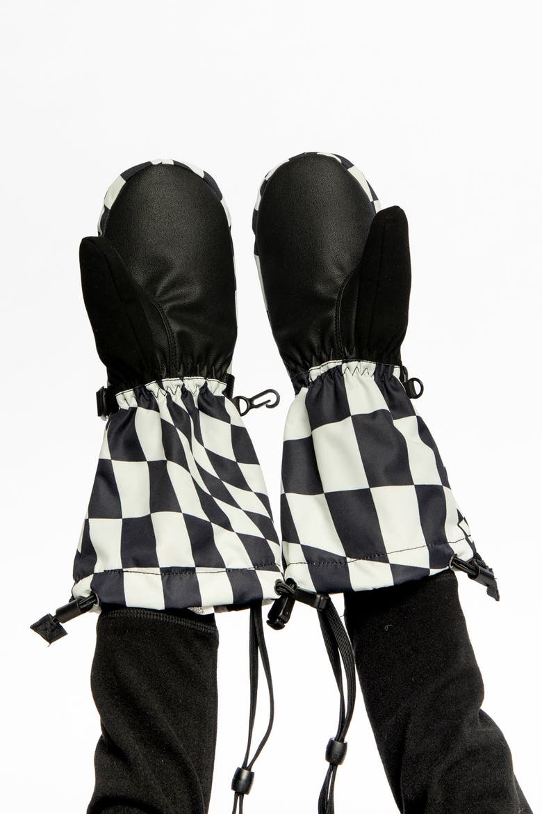 Teknik Checkered Waterproof Cordura Reinforced Winter Mittens, Alternate, color, White Checkered Print