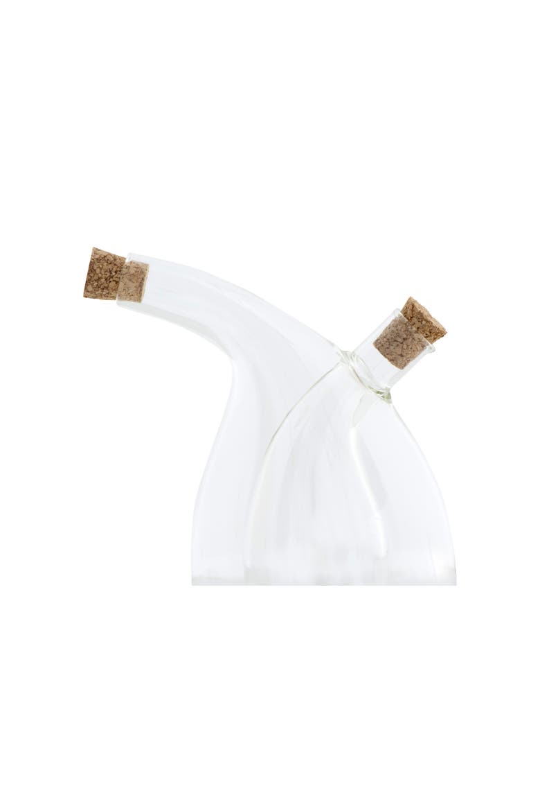 Clear Handblown Glass Two in One Oil & Vinegar Cruet with Cork Stoppers, Alternate, color, Clear