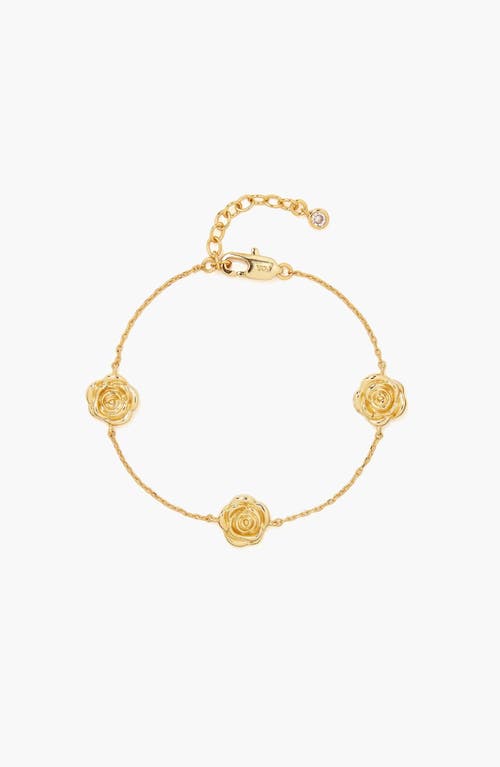 YOJ Rose Chain Station Bracelet In Gold at Nordstrom, Size Medium