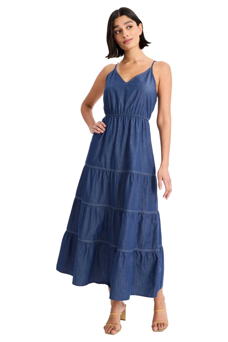 Tiered Chambray Sundress, Alternate, color, DENIM