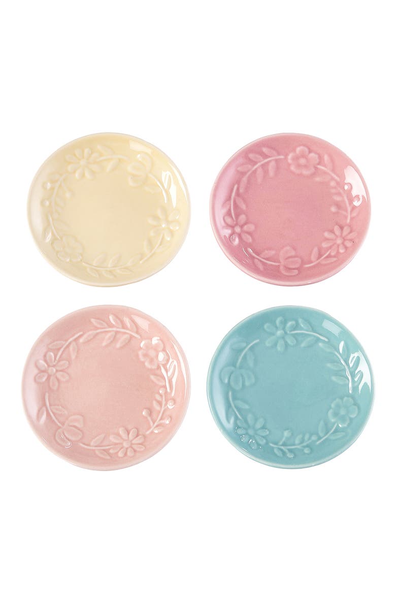 Spring Floral Embossed Plates Set of 4, Main, color, Pink