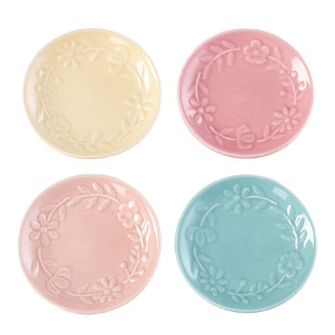 Spring Floral Embossed Plates Set of 4