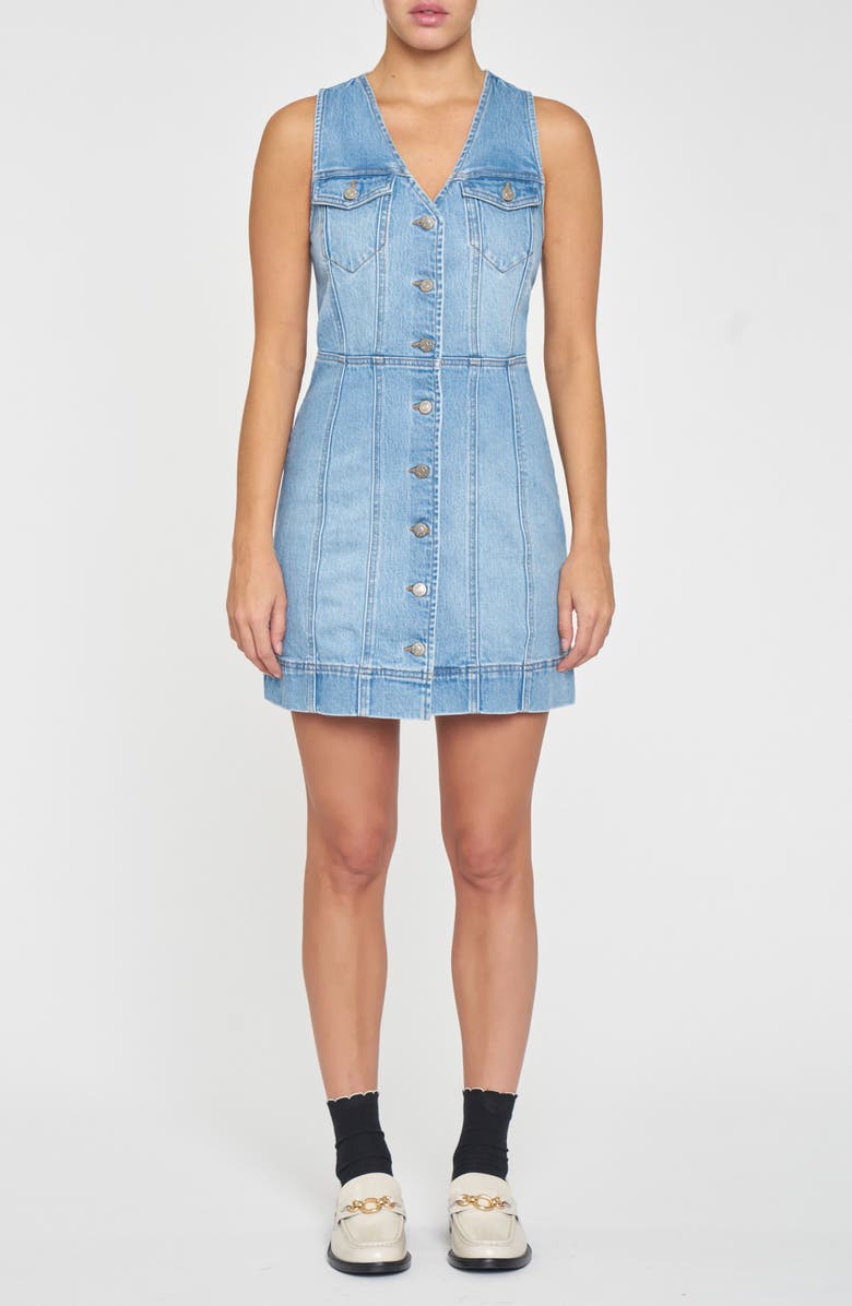DAZE Sun Button Front Sleeveless Denim Dress, Main, color, Memory