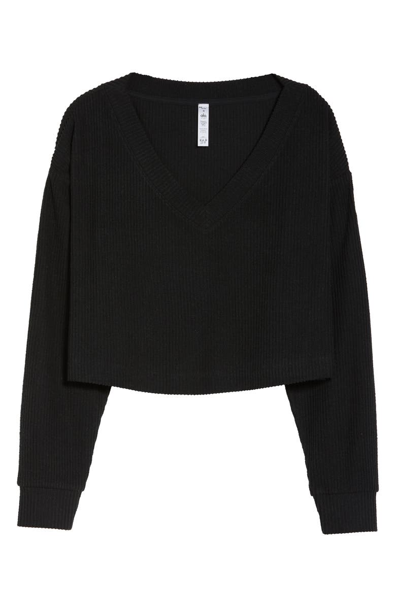 Alo Muse Ribbed Crop Pullover, Alternate, color,