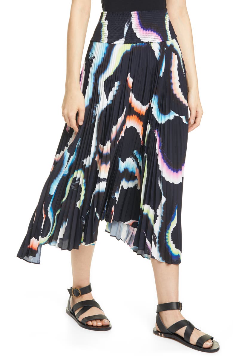 A.L.C. Sonali Asymmetrical Pleated Midi Skirt, Alternate, color,