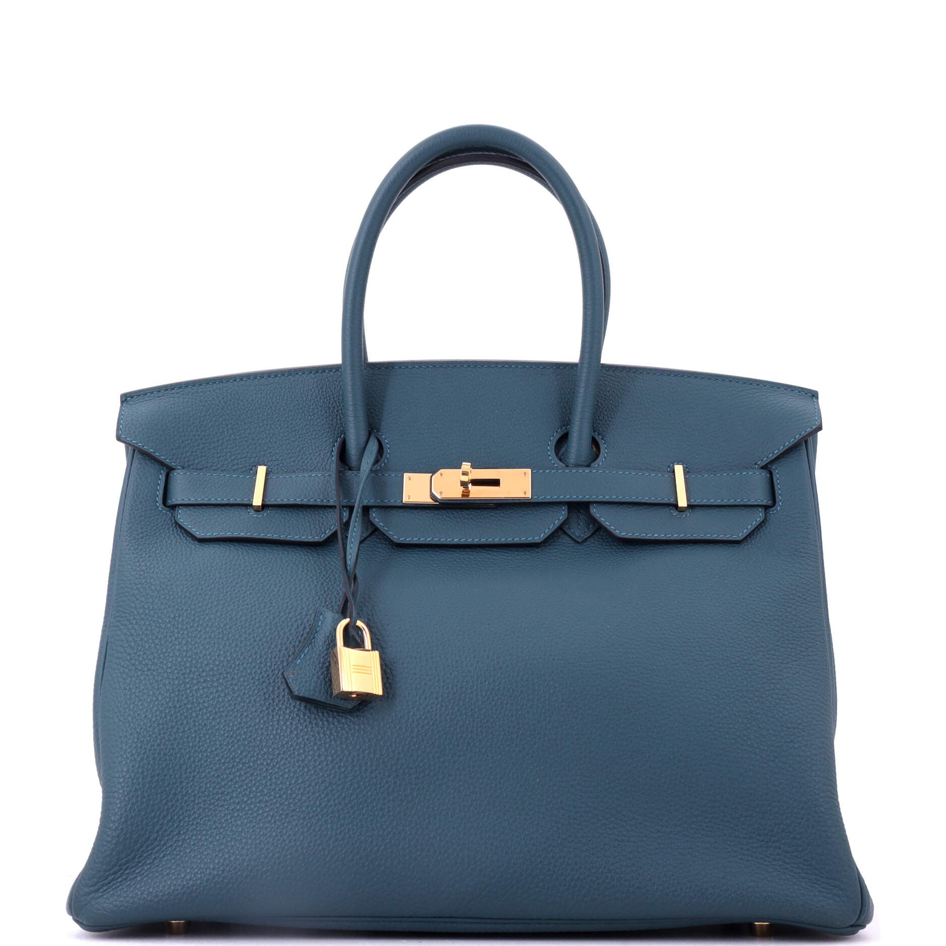 Pre-Owned Hermes Birkin Handbag Blue Togo with Gold Hardware 35, Main, color, Colvert