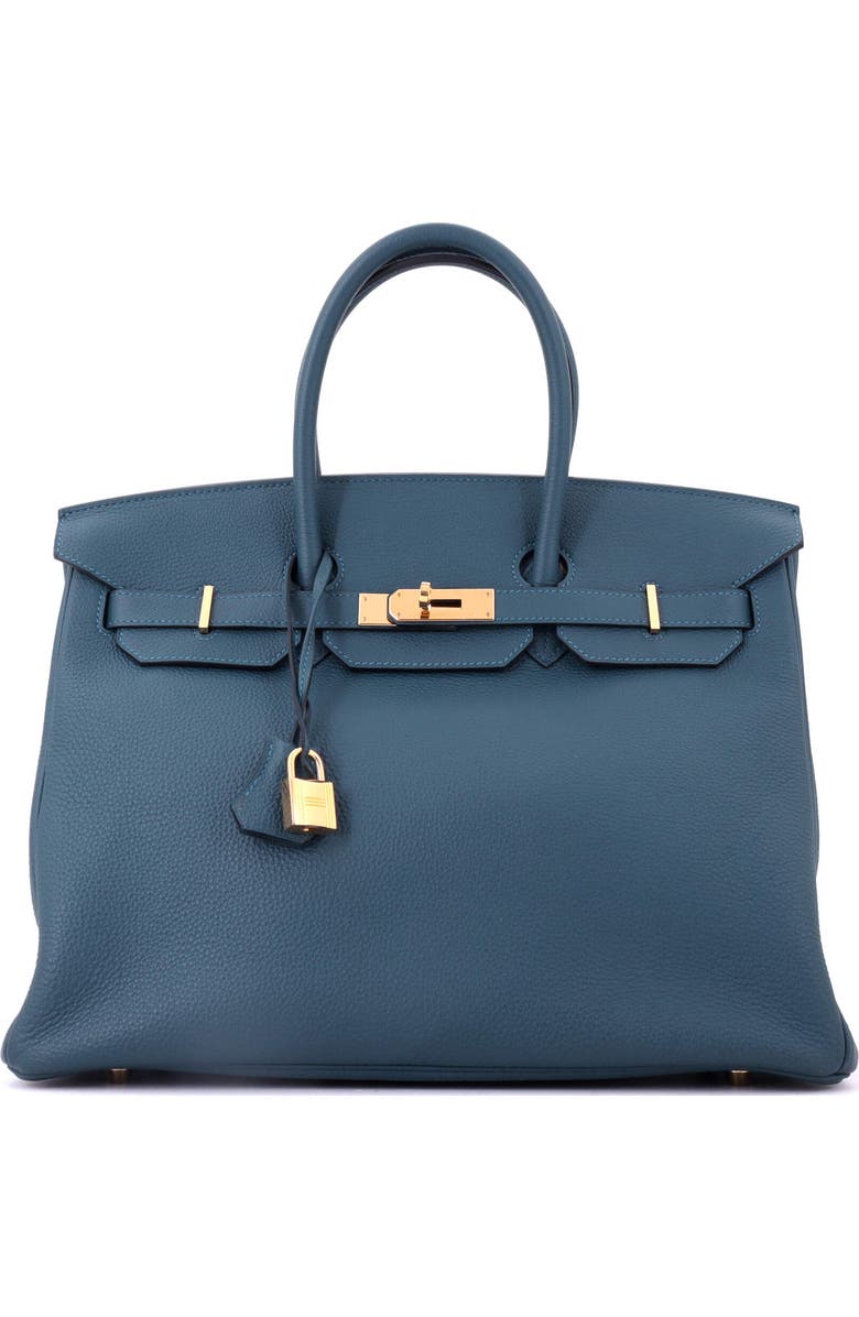 Pre-Owned Hermes Birkin Handbag Blue Togo with Gold Hardware 35, Main, color, Colvert
