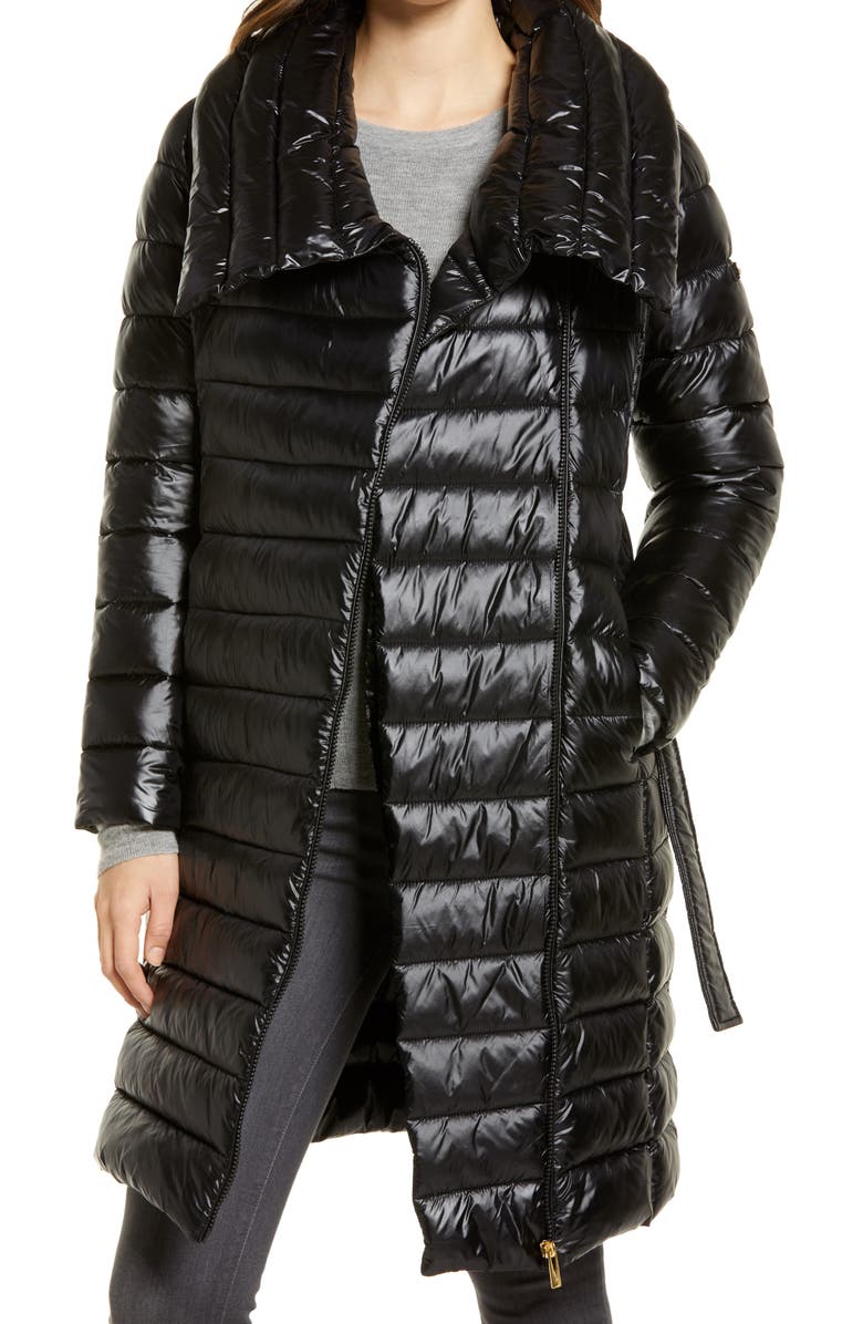 Via Spiga Water Repellent Belted Puffer Jacket, Alternate, color, 