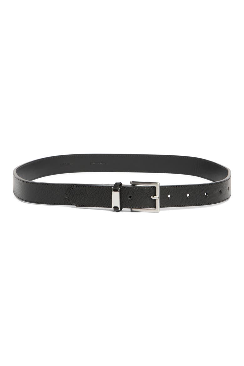 The Square Buckle Leather Belt, Main, color, BLACK