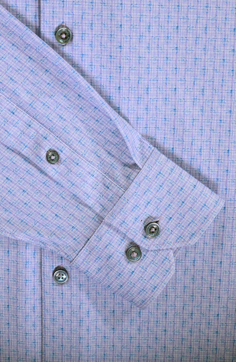 Bugatchi Jules OoohCotton<sup>®</sup> Floral Check Print Button-Down Shirt, Alternate, color, Lilac