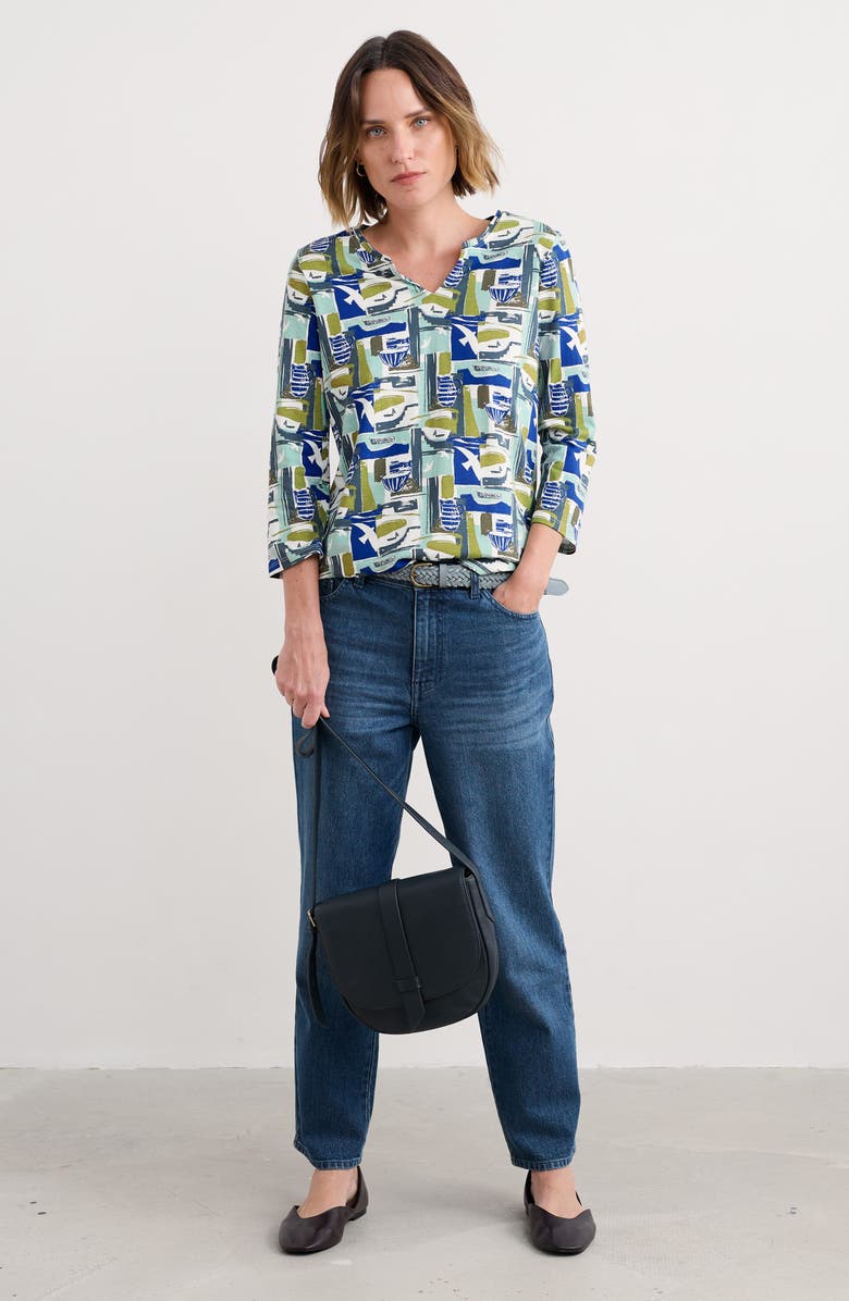 Seasalt Cornwall Kellow Print Three Quarter Sleeve Jersey Top, Alternate, color,
