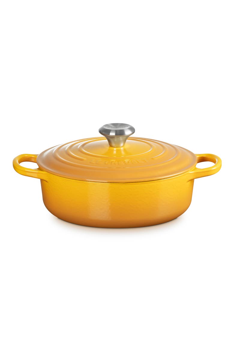 Signature 3.5-Quart Round Enamel Cast Iron Dutch Oven, Main, color, NECTAR