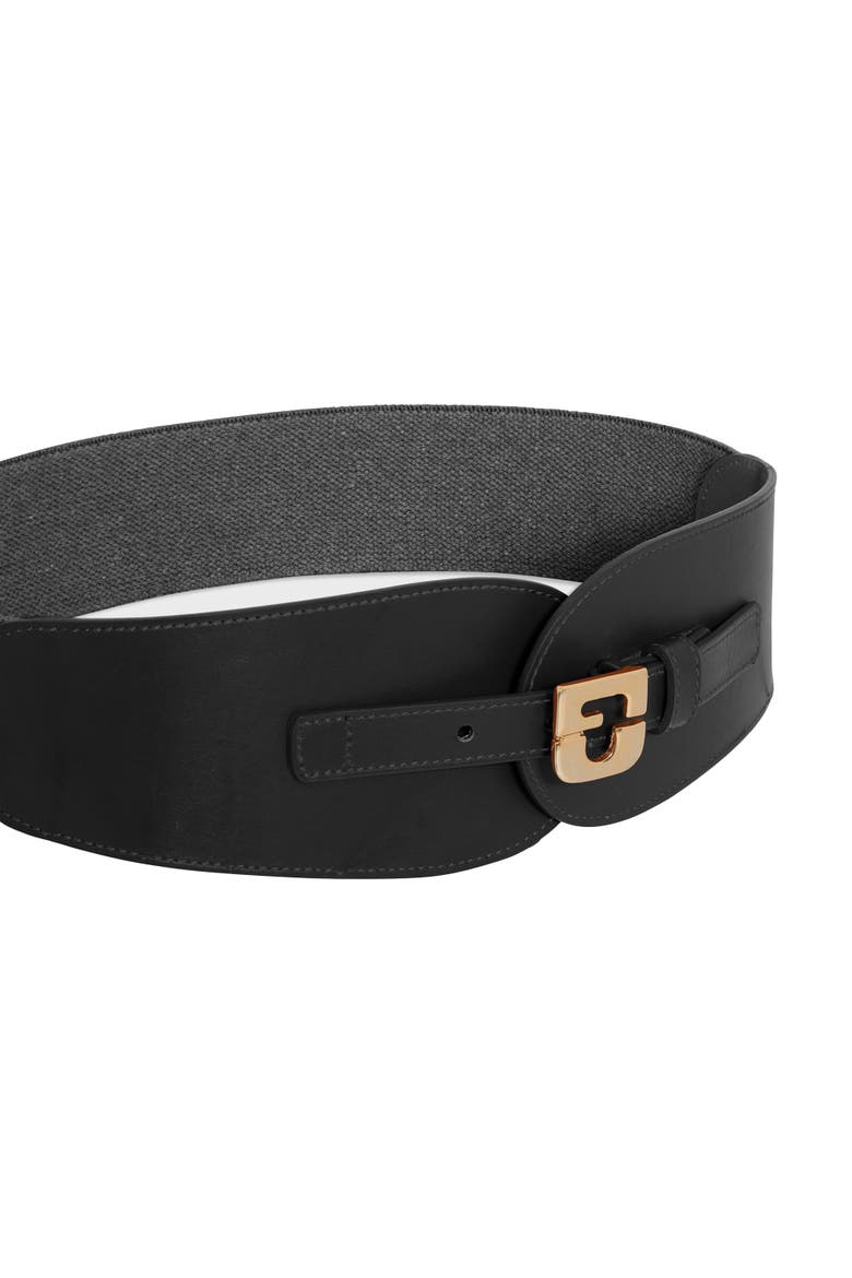 Olympe Logo Leather Corset Belt, Alternate, color, Black