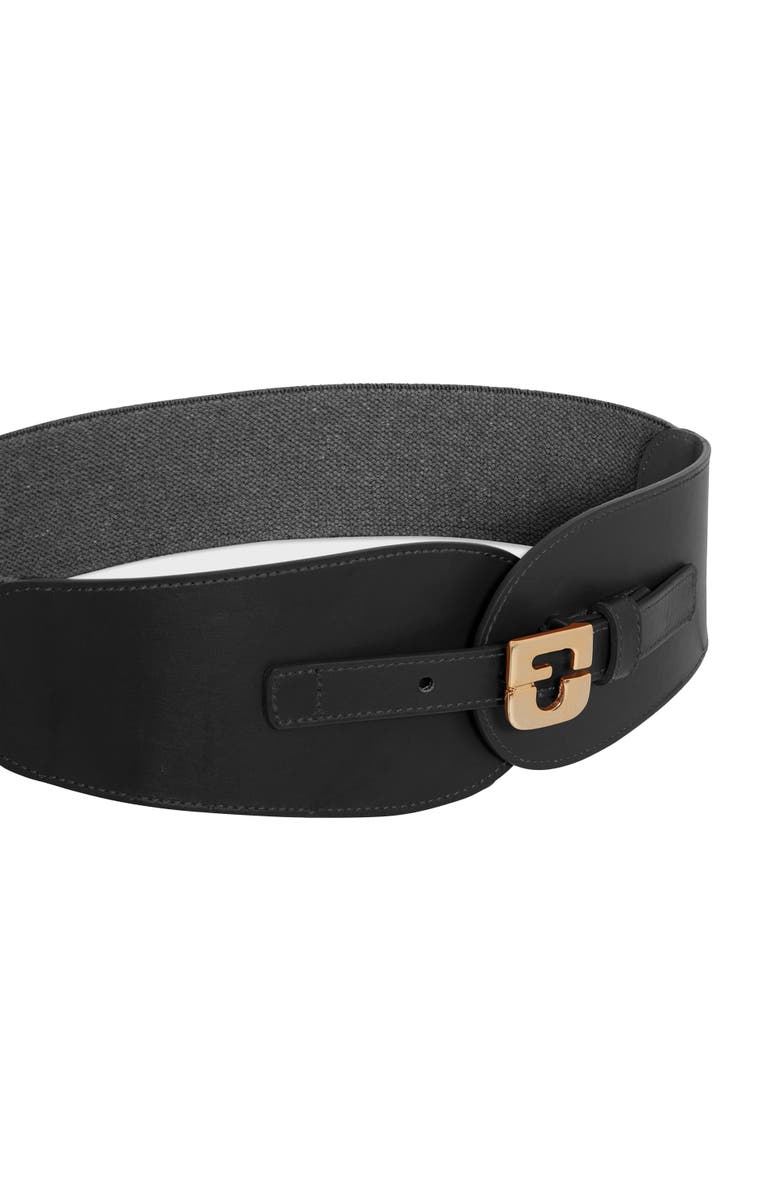 GERARD DAREL Olympe Logo Leather Corset Belt, Alternate, color, Black