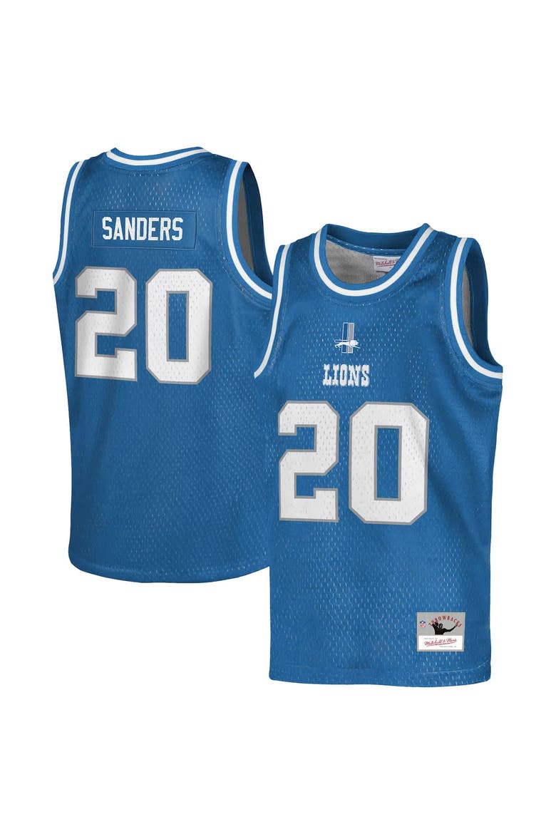 Youth Mitchell & Ness Barry Sanders Blue Detroit Lions Retired Player NFL Basketball Fashion Jersey, Main, color, Blue