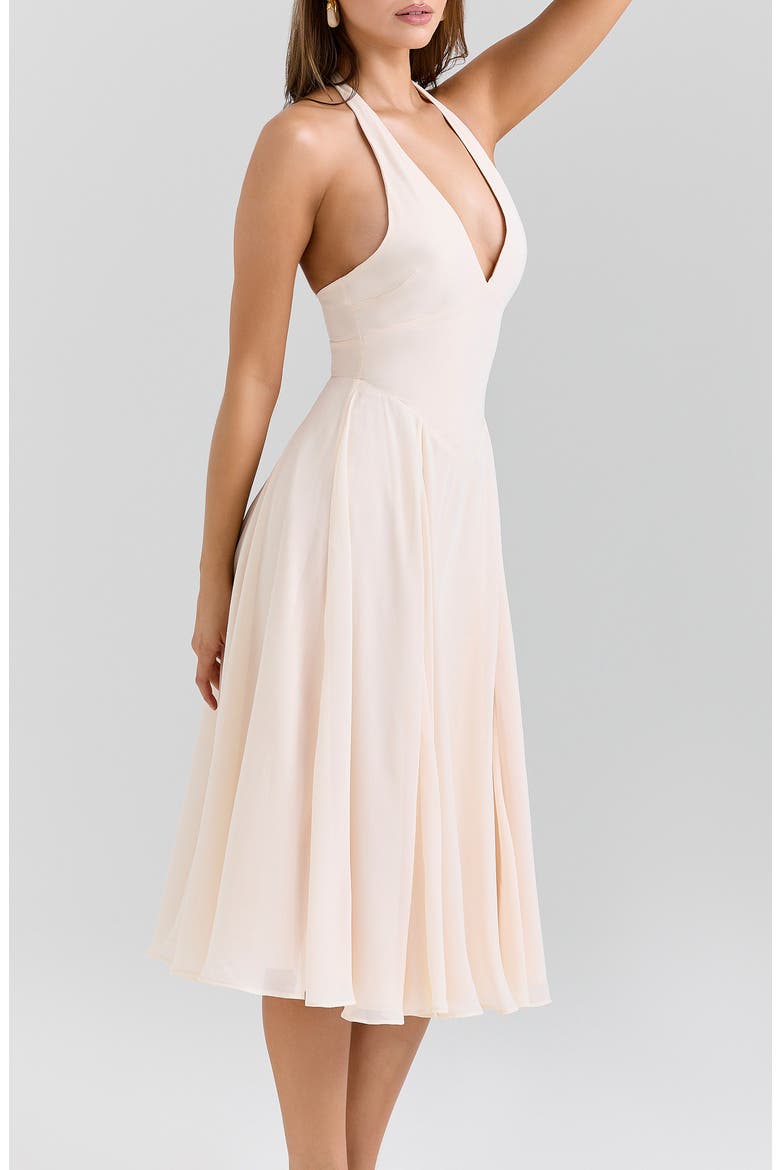Solada Halter Georgette Midi Dress, Alternate, color, VINTAGE CREAM