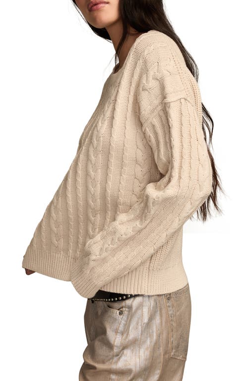 Lucky Brand Cable Stitch Crewneck Cotton Sweater In Brown