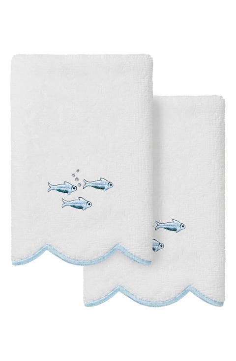 Fish School Scallop Pack of 2 Fingertip Towels