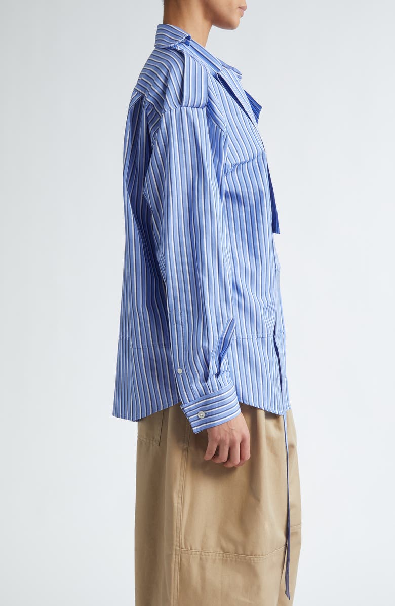 Meryll Rogge Deconstructed Stripe Asymmetric Cotton Button-Up Shirt, Alternate, color,