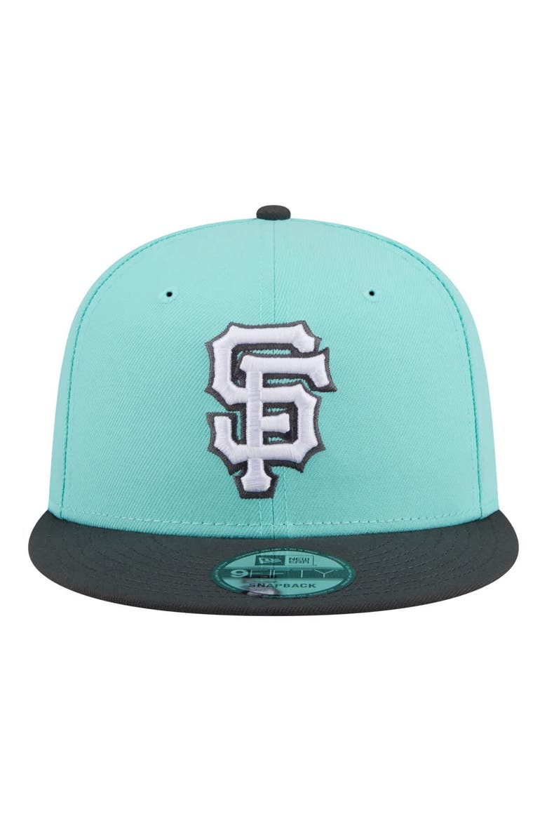 Men's New Era Turquoise/Charcoal San Francisco Giants Two-Tone Color Pack 9FIFTY Snapback Hat, Alternate, color, Turquoise