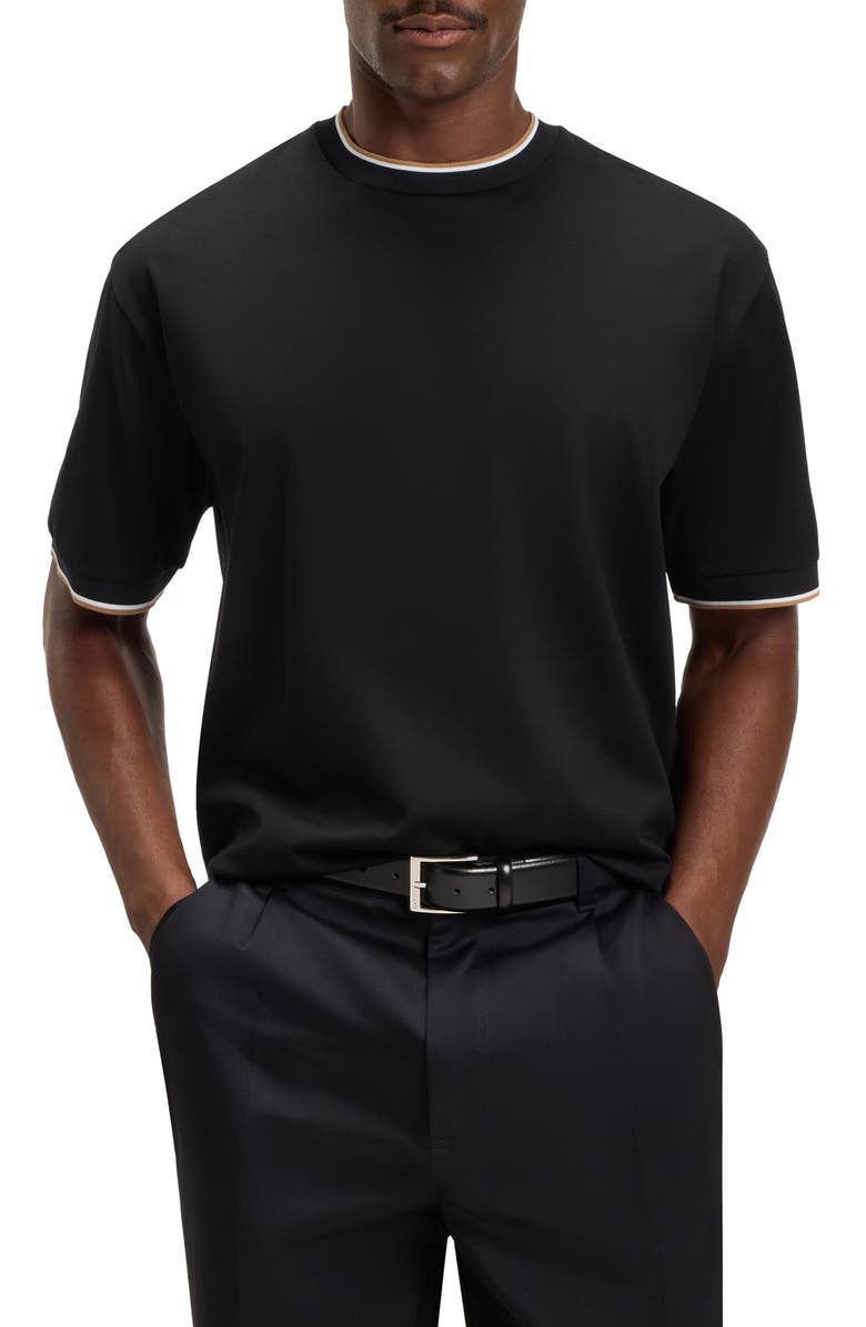 BOSS Tames Tipped Crewneck T-Shirt, Main, color, Black