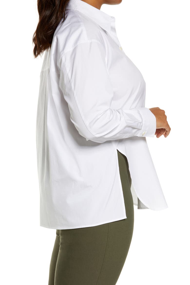 Cotton Poplin Button-Up Shirt, Alternate, color, OPTIC WHITE