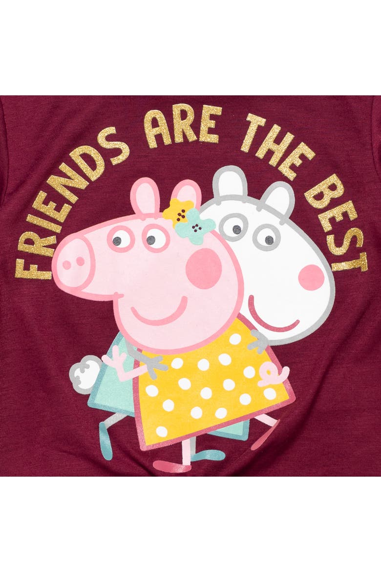Glitter 2-Piece Tee and Leggings Set, Alternate, color, Burgundy Peppa Suzy