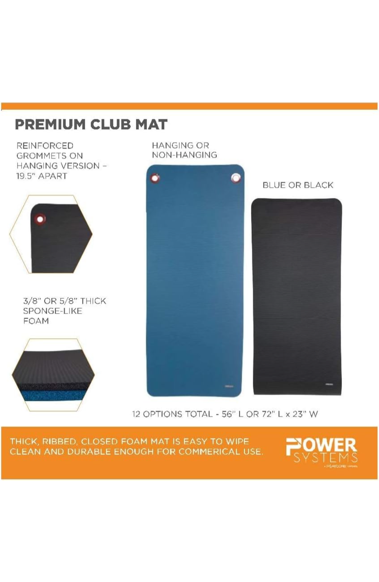 Power Systems Premium Hanging Exercise Mat, Thick Foam Yoga Mat, Alternate, color, Black