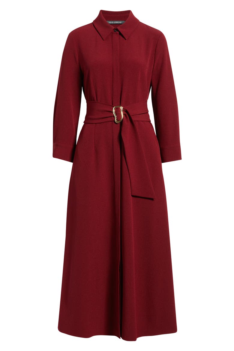 Belted Midi Shirtdress, Alternate, color, BURGUNDY