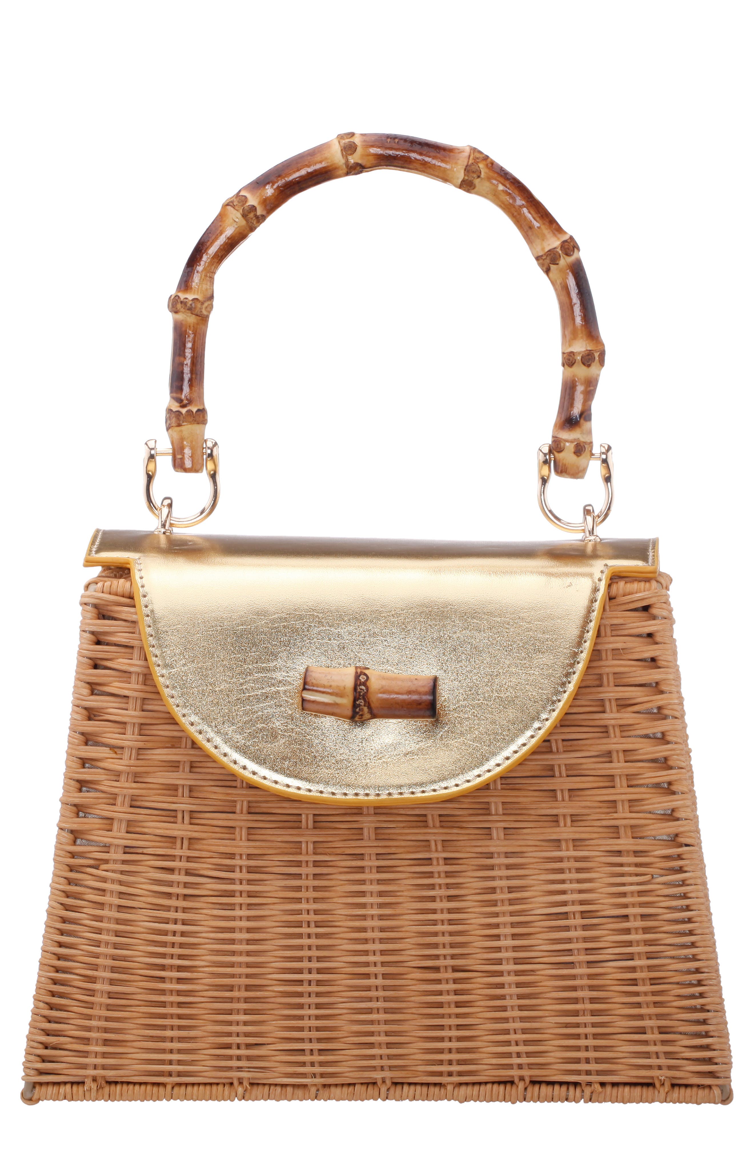 Nina Capri Top Handle Bag, Main, color, Natural/Gold