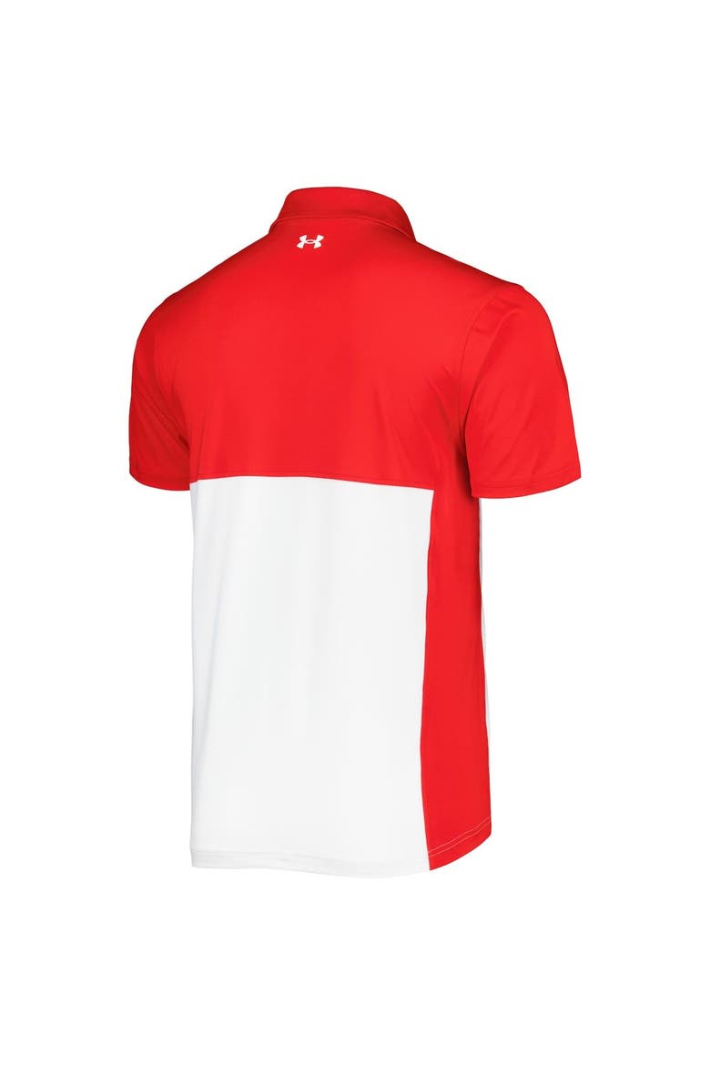 Men's Under Armour Red/White Utah Utes Green Blocked Polo Performance Polo, Alternate, color, Red
