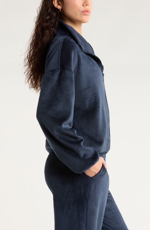 Zella Plush Rib Jacket In Blue
