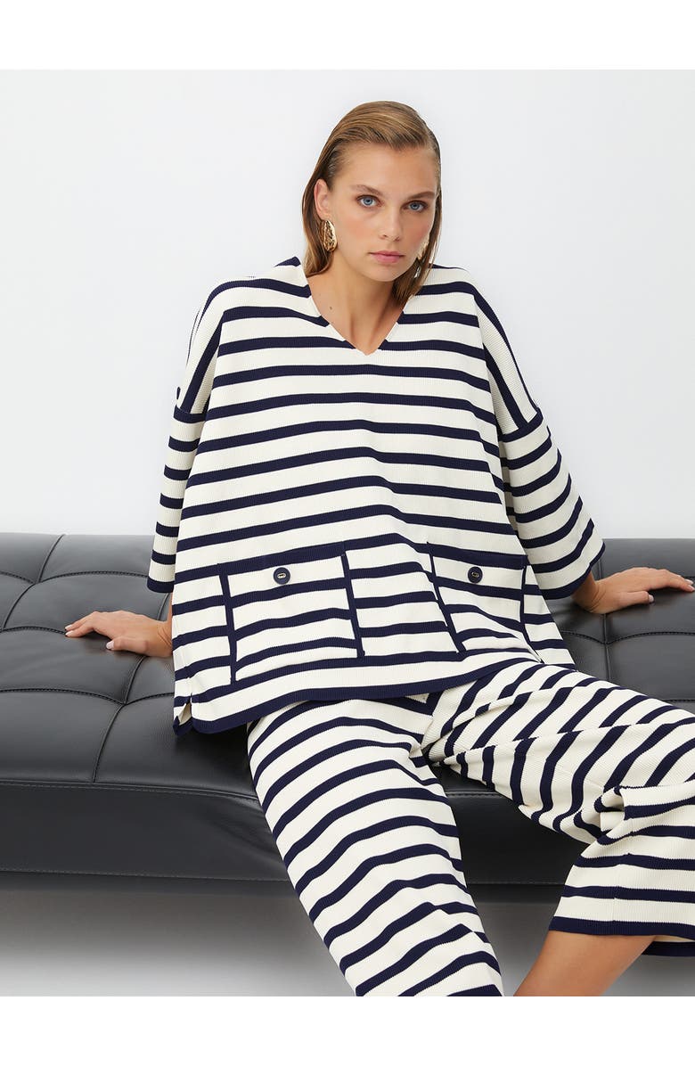 Nocturne Striped Knit Pants, Alternate, color,