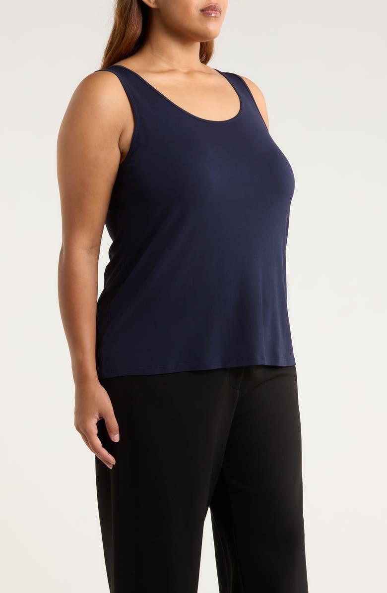 Eileen Fisher Slim Fit Scoop Neck Silk Tank, Alternate, color, Ink