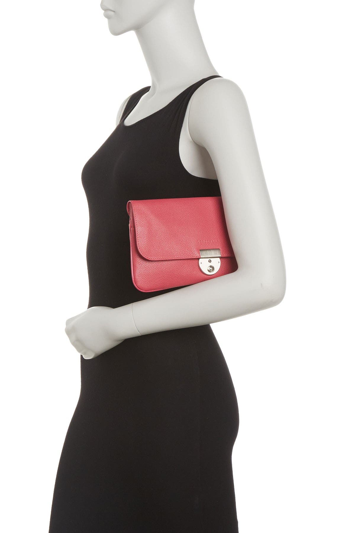 Longchamp Le Foulonne Leather Travel Clutch, Alternate, color, Pink