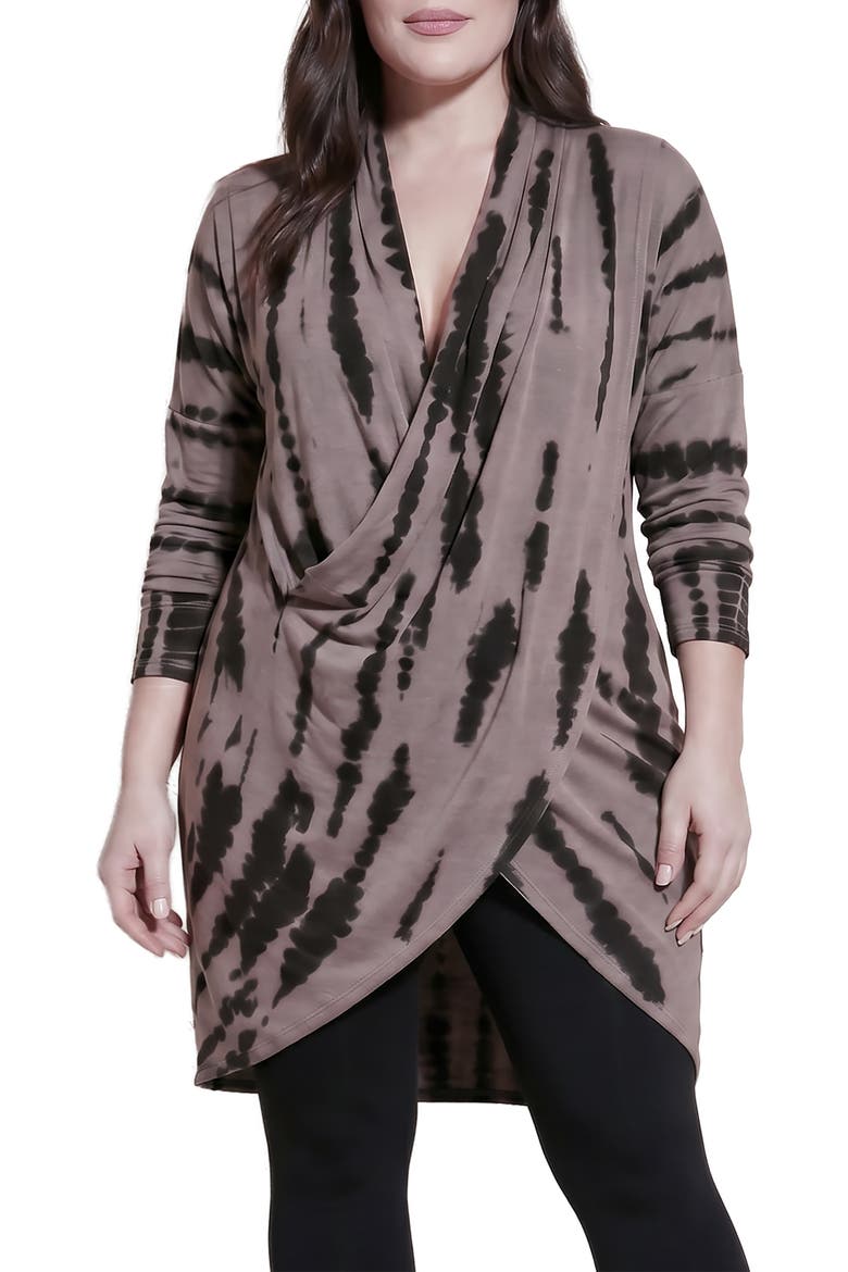 Crisscross Tie Dye Knit Top, Main, color, TAUPE