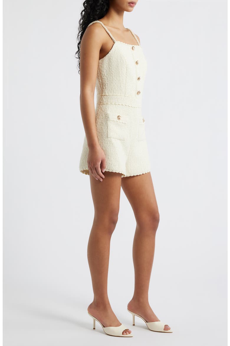 Rhia Shell Button Tweed Romper, Alternate, color, ECRU