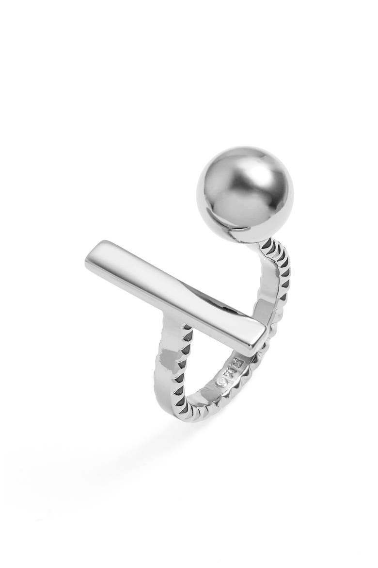Bead & Bar Ring, Main, color, SILVER