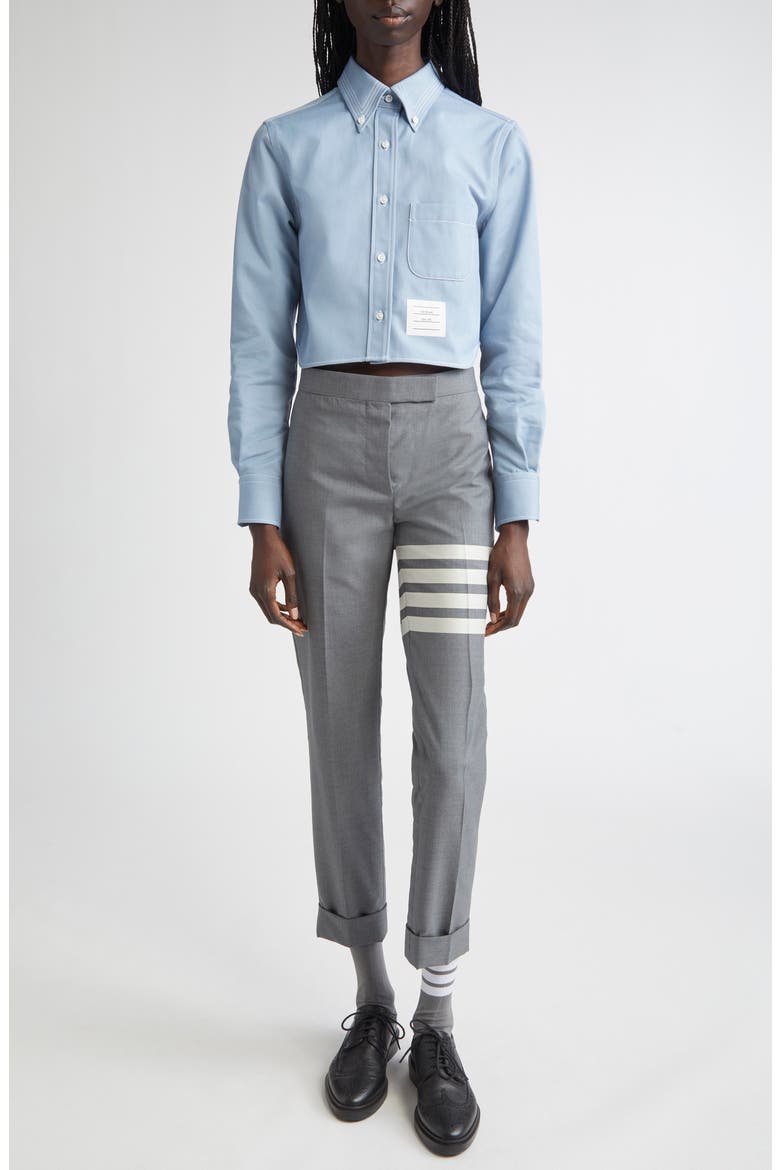 Classic Denim Cropped Button-Down Shirt, Alternate, color, LIGHT BLUE