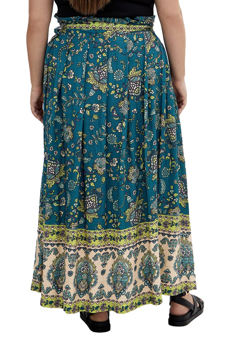 Sable Border Tie Waist Maxi Skirt, Alternate, color, PRINT
