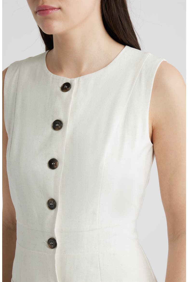 Sleeveless Button-Up Midi Dress, Alternate, color, OATMEAL